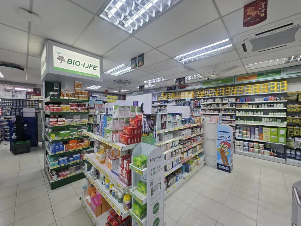Health products aisle inside Farmasi Limbongan HQ