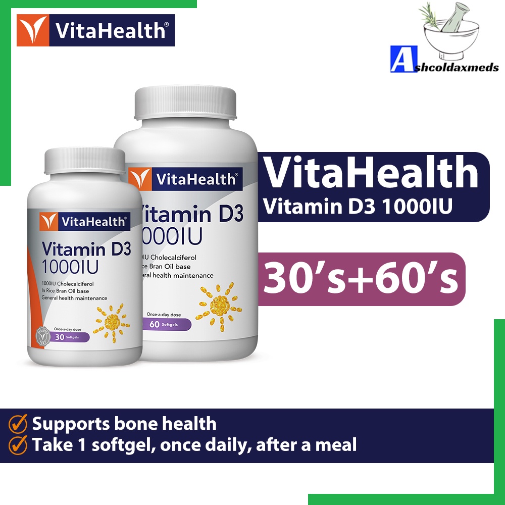 VitaHealth Vitamin D3 1000IU 60's+30's Farmasi Limbongan