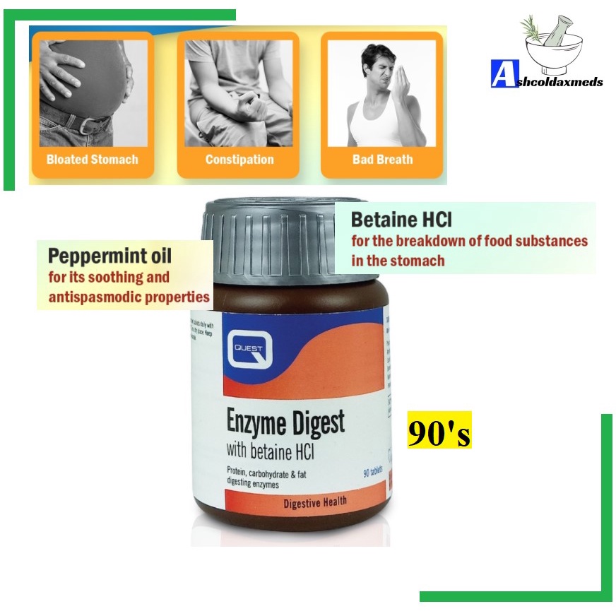Quest Enzyme Digest With Betaine HCL 90's (Penghadaman/Gastrik/GERD