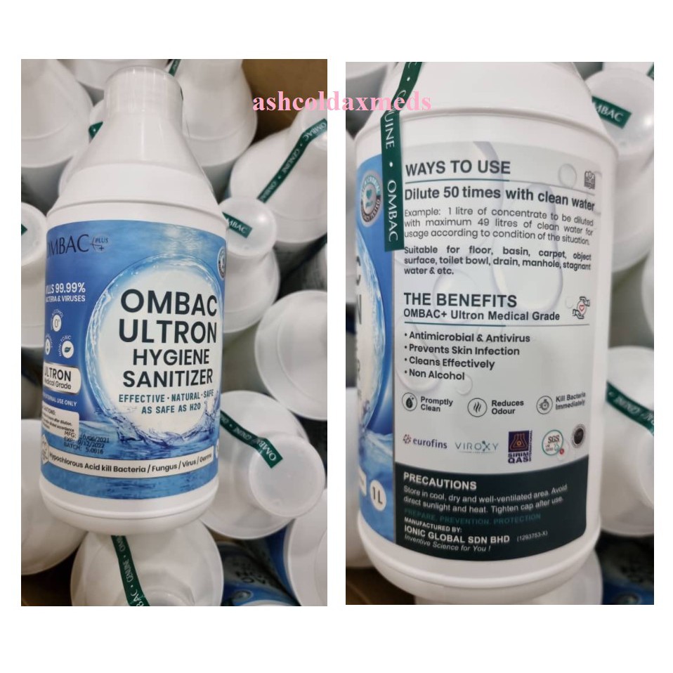(Dilute 150) Ombac Plus Ultron Hygiene Sanitizer 1L Farmasi Limbongan
